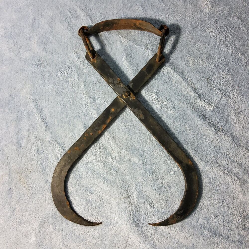 Vintage Primitive Style Iron Ice Tongs Wall Decor Display Only Non-Opening 12"